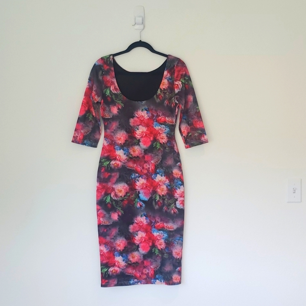 Floral Midi Length Dress by Catwalk Studio
